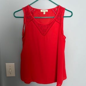 Red tank with lace detail